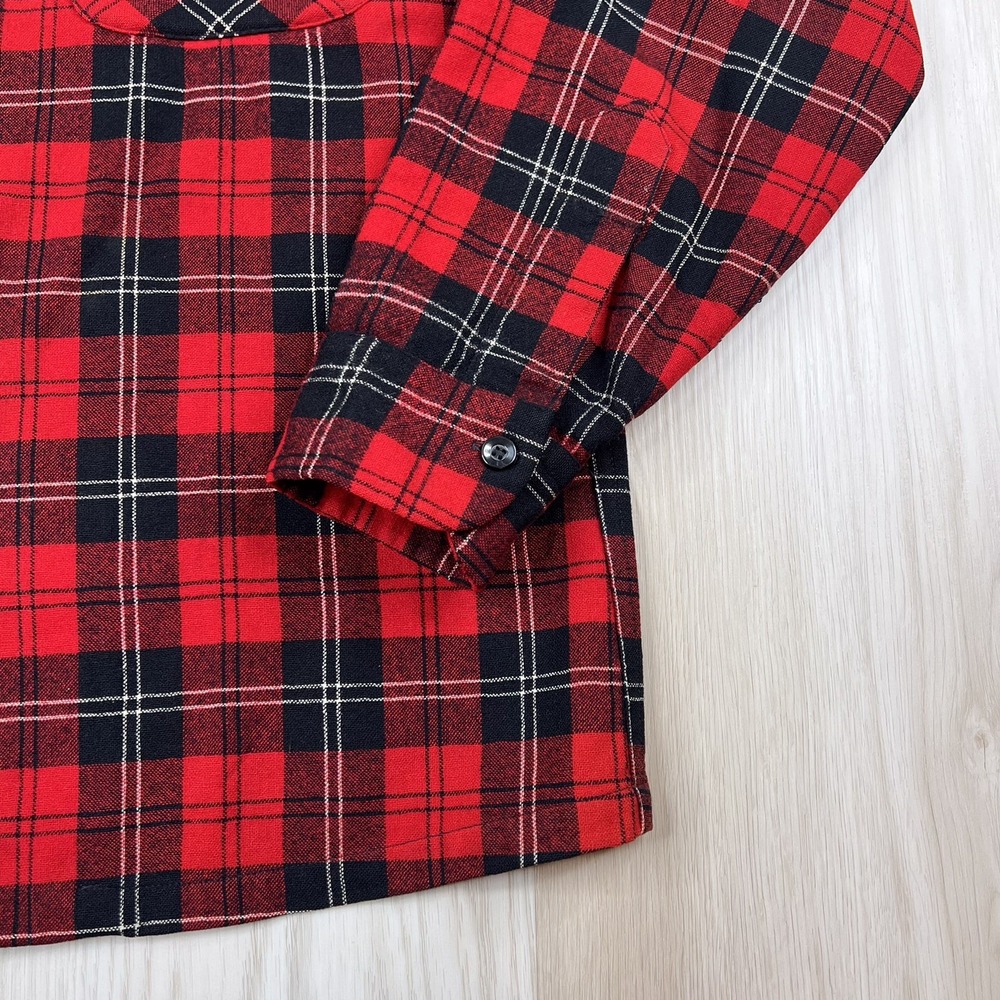 Pendleton Long Sleeve Button Up Wool Flannel Shirt Mens Size Medium Red Plaid - Picture 2 of 10